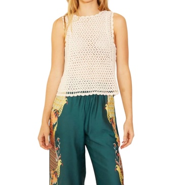 amelie hand crochet top in beige