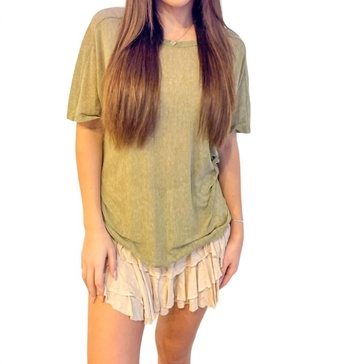 be my baby seamed mesh tee in olive