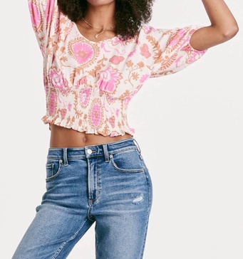 philippa raglan sleeve top in amalfi muse