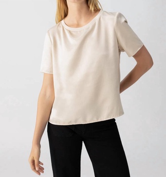 timeless satin tee in toasted almond