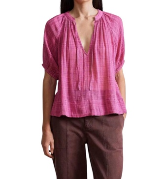 lumina popover blouse in raspberry