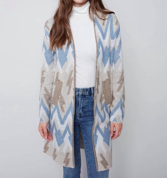 jacquard cardigan in denim