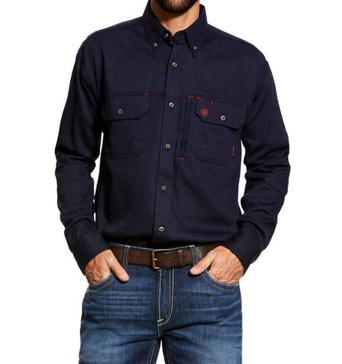 solid vent work shirt in navy