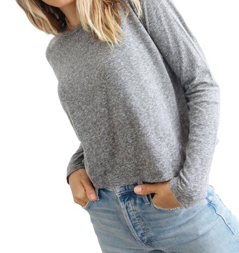 axel long sleeve crew tee in heather grey