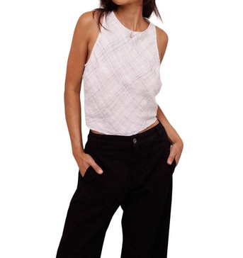 bias tie back tank top in playa sirena plaid