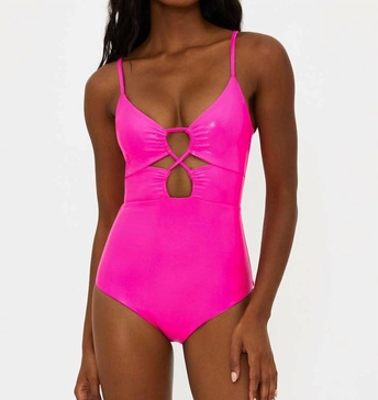 leslie shimmery one piece swimsuit in radiant rose pink