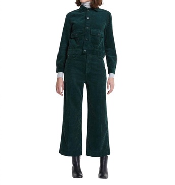 etta corduroy wide leg cropped pants in green
