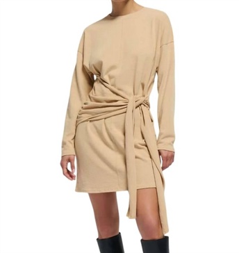gloria wrap front dress in warm sand