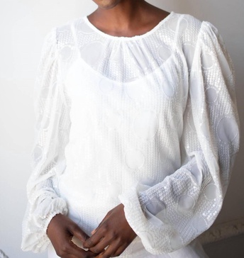 sheer sequined blouse in white