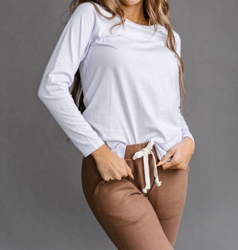 lulu long sleeve crew neck in white