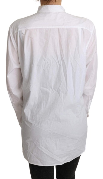 Dolce & Gabbana  Cotton White Scarf Neck Shirt Blouse Top