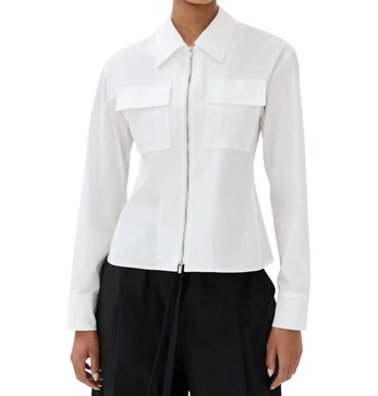 sage cotton zip top in white