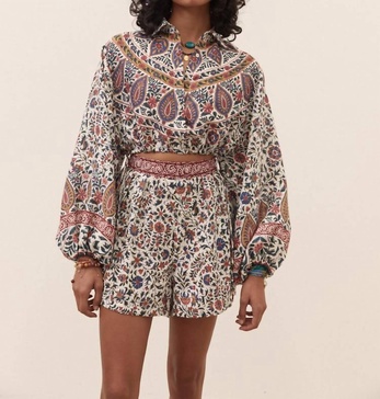 verbena collar crop blouse in white