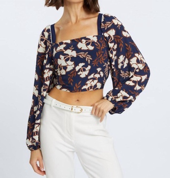 rosine top in ginko block print