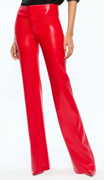 vegan leather bootcut pant in perfect ruby