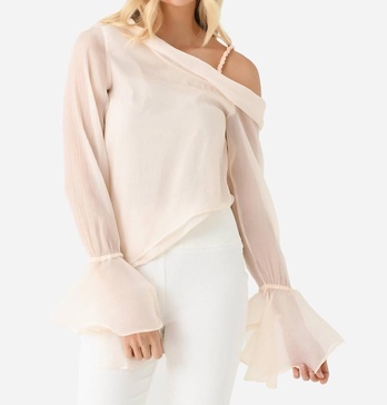 edith draped top in champagne cream