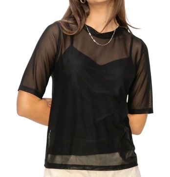 short sleeve mesh top in black