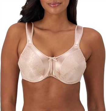 minimizer satin tracings comfort strap underwire bra in rosewood