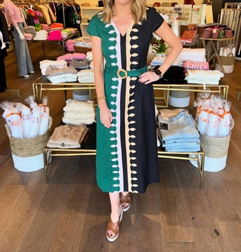 hallie maxi dress in color block