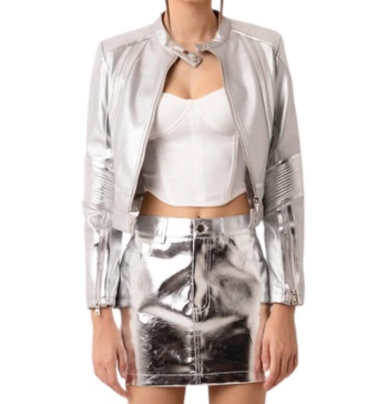 cindy racer jacket in silver