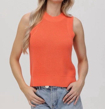 demi high neck crew tank top in watermelon