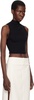 Black Mockneck Light Rib Cropped Tank Top