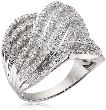 Amazon Essentials Sterling Silver Diamond Band Ring , (previously Amazon Collection)