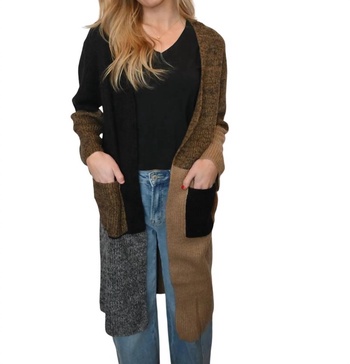 cafe corner cardigan in black/brown