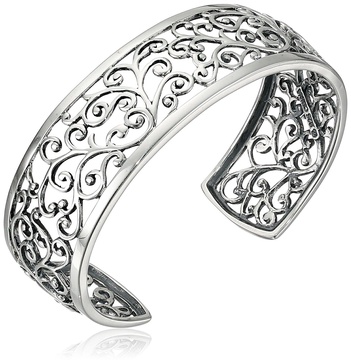 Amazon Essentials Sterling Silver Filigree Open Cuff Bracelet (previously Amazon Collection)