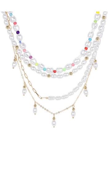 Layered Beaded Pearl Necklace