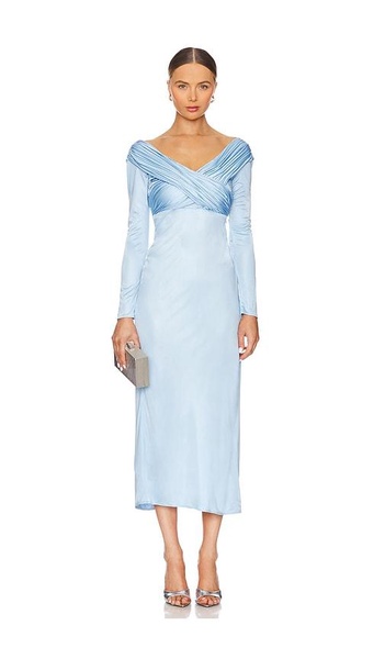 Long Sleeve Draped Jersey Dress