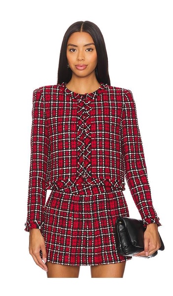 Kidman Jacket in School Girl Plaid Bright Ruby