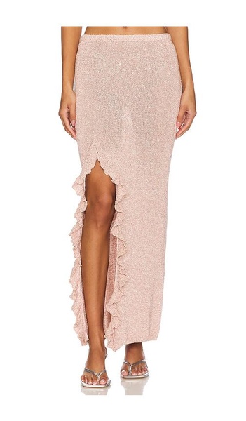Michaela Split Skirt - Blush Sequin