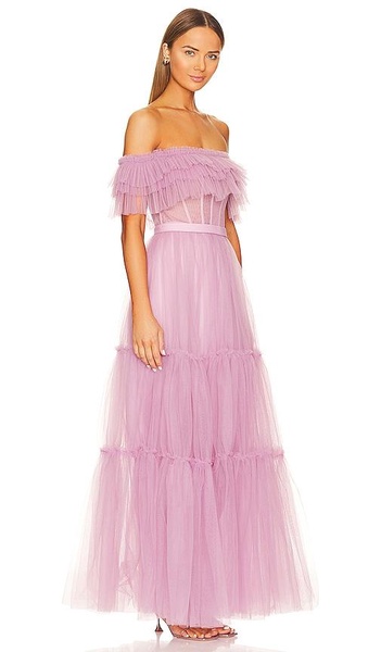 Off Shoulder Tiered Gown
