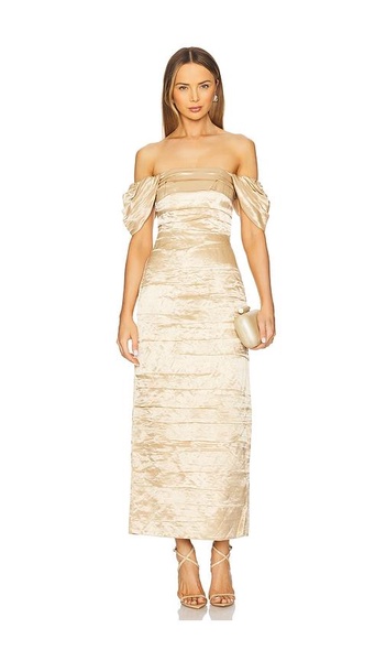 Zara Gathered Midi Dress
