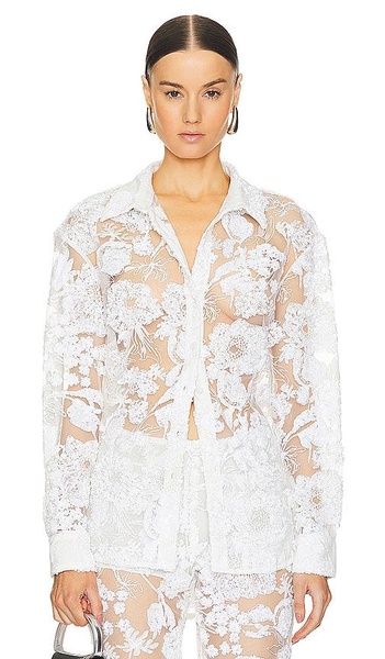 x REVOLVE Cara Embroidered Button Down Blouse