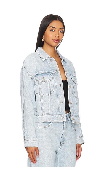 Zipped Sleeve Rounded Trucker Jacket