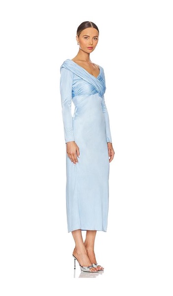Long Sleeve Draped Jersey Dress