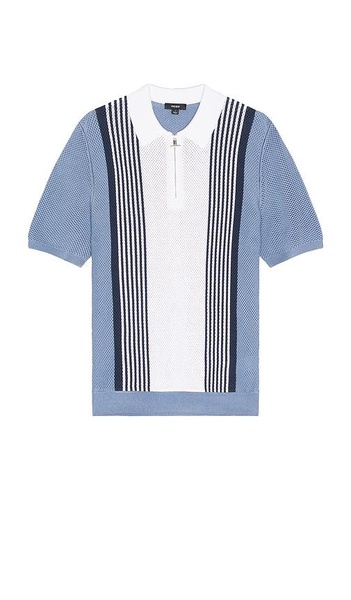 Berlin Half Zip Stripe Colourblock Textured Polo