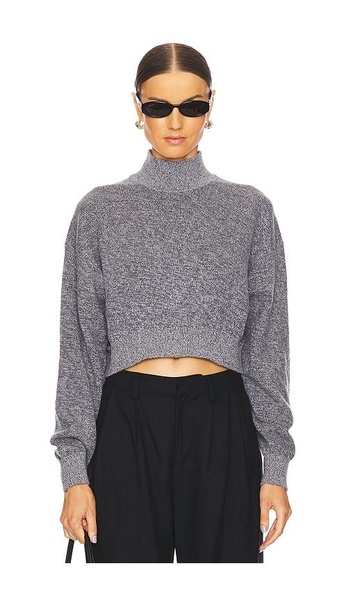 Cropped Sweater With Embossed Logo