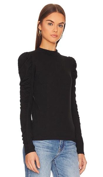 Shirred Sleeve Turtleneck Top