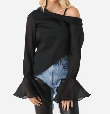 edith draped top in black