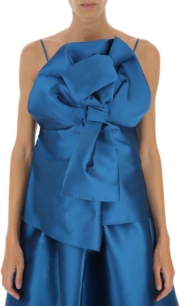 Maxi bow top in teal blue color