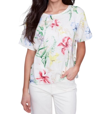 linen dolman sleeve top in white