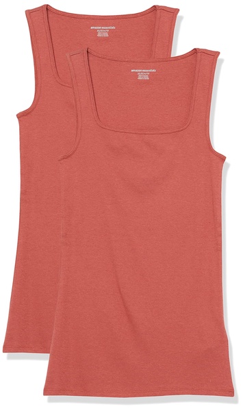 Amazon Essentials Women's Slim Fit Square Neck Tank, Pack of 2