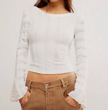 rocky long sleeve top in white