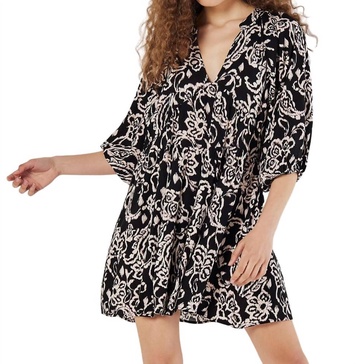 sarasa tiered babydoll dress in black