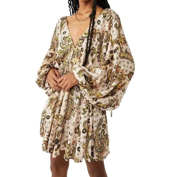 printed arzel mini dress in tea combo