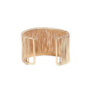 Women's Gold  Ribbed Wire Cuff Bracelet