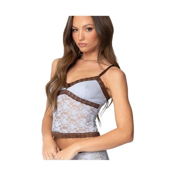 Womens Dee Pointelle Sheer Lace Tank Top